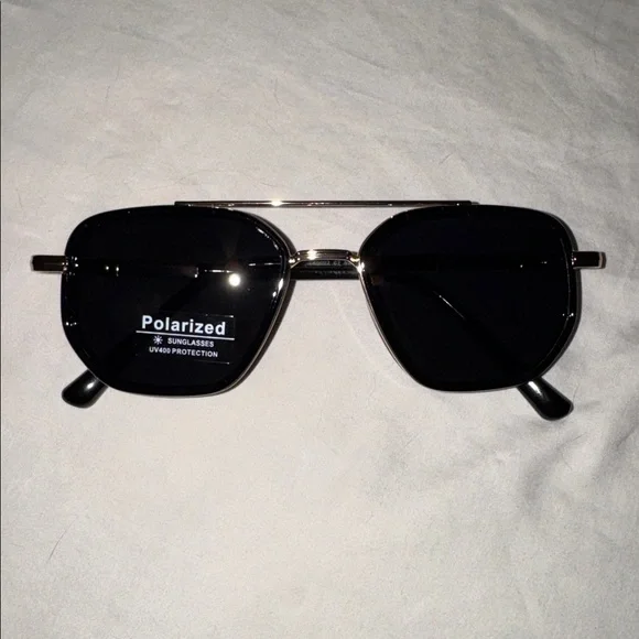 Polarized Black & Gold Square Sunglasses - Picture 3 of 4